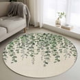 thumbnail image 1 of Round Area Rugs Collection 3.3 Ft, Green Eucalyptus Leaves Non-Slip Residential Carpet, Summer Botanical Weeping Rustic Indoor Crawling Mats Doormat Runner Rugs Play Mat for Bedroom, 1 of 8