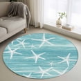 thumbnail image 1 of Round Area Rugs Collection 3.3 Ft, Teal Coastal Non-Slip Residential Carpet, Summer Ocean Waves Ombre Sea Starfish Indoor Crawling Mats Doormat Runner Rugs Play Mat forBedroom, 1 of 9