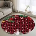 thumbnail image 1 of Round Area Rugs Collection 3 Ft, Christmas Snowman Non-Slip Residential Carpet, Buffalo Plaid Xmas Tree Branch Snowflakes Indoor Crawling Mats Doormat Runner Rugs Play Mat for Bedroom, 1 of 8