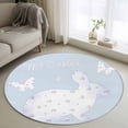 thumbnail image 1 of Round Area Rugs Collection 3 Ft, Easter Bunny Non-Slip Residential Carpet, Watercolor Butterfly Cute Rabbit Flowers Blue Indoor Crawling Mats Doormat Runner Rugs Play Mat for Bedroom, 1 of 8
