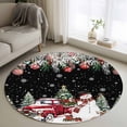 thumbnail image 1 of Round Area Rugs Collection 4 Ft, Black Christmas Non-Slip Residential Carpet, Snowman Xmas Truck Balls Tree Indoor Crawling Mats Runner Rugs for Living Room/Dining Room/Bedroom, 1 of 8