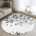 thumbnail image 1 of Round Area Rugs Collection 4 Ft, Black Leaves Non-Slip Residential Carpet, Summer Botanical Indoor Crawling Mats Runner Rugs for Living Room/Dining Room/Bedroom, 1 of 8