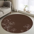 thumbnail image 1 of Round Area Rugs Collection 4 Ft, Brown Flowers Non-Slip Residential Carpet, Pastoral Abstract Floral Minimalist Art Indoor Crawling Mats Runner Rugs for Living Room/Dining Room/Bedroom, 1 of 8