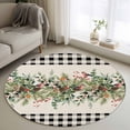 thumbnail image 1 of Round Area Rugs Collection 4 Ft, Christmas Non-Slip Residential Carpet, Winter Poinsettia Leaf Xmas Birds Eucalyptus Berry Indoor Crawling Mats Runner Rugs for Living Room/Dining Room/Bedroom, 1 of 8