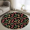 thumbnail image 1 of Round Area Rugs Collection 4 Ft, Merry Christmas Non-Slip Residential Carpet, Abstract Pets Footprints Bones Red Green Indoor Crawling Mats Runner Rugs for Living Room/Dining Room/Bedroom, 1 of 8