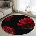 thumbnail image 1 of Round Area Rugs Collection 4 Ft, Red Rose Non-Slip Residential Carpet, Vintage Abstract Garden Flower Floral Black Indoor Crawling Mats Runner Rugs for Living Room/Dining Room/Bedroom, 1 of 8