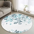 thumbnail image 1 of Round Area Rugs Collection 4 Ft, Teal Blue Leaves Non-Slip Residential Carpet, Summer Botanical Indoor Crawling Mats Runner Rugs for Living Room/Dining Room/Bedroom, 1 of 8