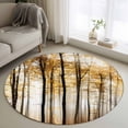 thumbnail image 1 of Round Area Rugs Collection 4 Ft, Yellow Forest Non-Slip Residential Carpet, Mysterious Tree Autumn Botanical Farmhouse Indoor Crawling Mats Runner Rugs for Living Room/Dining Room/Bedroom, 1 of 8