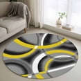 thumbnail image 1 of Round Area Rugs Collection 4 Ft, Yellow Geometric Non-Slip Residential Carpet, Gray Black Retro Abstract Stripes Lines Indoor Crawling Mats Runner Rugs for Living Room/Dining Room/Bedroom, 1 of 8