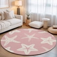 thumbnail image 1 of Round Area Rugs Collection 5 Ft, Pink Starfish Coastal Non-Slip Residential Carpet, Nautical Summer Ocean Abstract Art Indoor Crawling Mats Runner Rugs for Living Room/Dining Room/Bedroom, 1 of 9