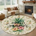 thumbnail image 1 of Round Area Rugs Collection 5 Ft, Pink Yellow Floral Non-Slip Residential Carpet, Green Summer Botanical Rustic Indoor Crawling Mats Runner Rugs for Living Room/Dining Room/Bedroom, 1 of 8