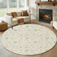 thumbnail image 1 of Round Area Rugs Collection 5 Ft, Sage Green Easter Non-Slip Residential Carpet, Spring Vintage Bunny Eggs on Linen Indoor Crawling Mats Runner Rugs for Living Room/Dining Room/Bedroom, 1 of 8