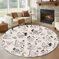 thumbnail image 1 of Round Area Rugs Collection 5 Ft, Vintage Rooster Farmhouse Non-Slip Residential Carpet, Grey Farm Animals Indoor Crawling Mats Runner Rugs for Living Room/Dining Room/Bedroom, 1 of 9