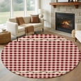 thumbnail image 1 of Round Area Rugs Collection 5 Ft, Western Texas Star Retro Non-Slip Residential Carpet, Country Vintage Red Beige Plaid Indoor Crawling Mats Runner Rugs for Living Room/Dining Room/Bedroom, 1 of 8
