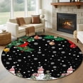 thumbnail image 1 of Round Area Rugs Collection 6 Ft, Christmas Black Non-Slip Residential Carpet, Winter Snowman Xmas Pine Branch Cardinal Bird Indoor Crawling Mats Runner Rugs for Living Room/Dining Room/Bedroom, 1 of 8