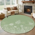 thumbnail image 1 of Round Area Rugs Collection 6 Ft, Sage Green Wildflowers Non-Slip Residential Carpet, Modern Floral Butterfly Plant Indoor Crawling Mats Runner Rugs for Living Room/Dining Room/Bedroom, 1 of 8