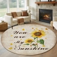 thumbnail image 1 of Round Area Rugs Collection 6 Ft, Sunflower Non-Slip Residential Carpet, Vintage Botanical Indoor Crawling Mats Runner Rugs for Living Room/Dining Room/Bedroom, 1 of 8