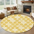 thumbnail image 1 of Round Area Rugs Collection 6 Ft, Yellow Geometric Non-Slip Residential Carpet, Morocco Modern Abstract Plaid Art Indoor Crawling Mats Runner Rugs for Living Room/Dining Room/Bedroom, 1 of 8