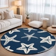 thumbnail image 1 of Round Area Rugs Collection 7 Ft, Navy Blue Starfish Coastal Non-Slip Residential Carpet, Nautical Summer Ocean Abstract Art Indoor Crawling Mats Runner Rugs for Living Room/Dining Room/Bedroom, 1 of 9