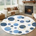 thumbnail image 1 of Round Area Rugs Collection 8 Ft, Blue Polka Dots Non-Slip Residential Carpet, Modern Abstract Art Indoor Crawling Mats Runner Rugs for Living Room/Dining Room/Bedroom, 1 of 8