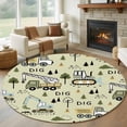 thumbnail image 1 of Round Area Rugs Collection 8 Ft, Cartoon Tractor Non-Slip Residential Carpet, Cute Green Digger Shovel Truck Rustic Indoor Crawling Mats Runner Rugs for Living Room/Dining Room/Bedroom, 1 of 8