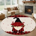 thumbnail image 1 of Round Area Rugs Collection 8 Ft, Red Valentine's Day Non-Slip Residential Carpet, Roses Gnomes Love Heart Plaid Rustic Indoor Crawling Mats Runner Rugs for Living Room/Dining Room/Bedroom, 1 of 8