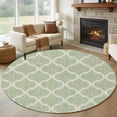 thumbnail image 1 of Round Area Rugs Collection 8 Ft, Sage Green Morocco Non-Slip Residential Carpet, Boho Abstract Geometric Grid Plaid Indoor Crawling Mats Runner Rugs for Living Room/Dining Room/Bedroom, 1 of 8