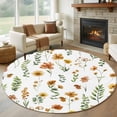thumbnail image 1 of Round Area Rugs Collection 8 Ft, Yellow Spring Floral Non-Slip Residential Carpet, Flowers Leaves Elegant Pastoral Indoor Crawling Mats Runner Rugs for Living Room/Dining Room/Bedroom, 1 of 8