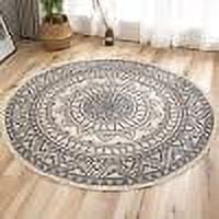 Round Area Rugs Washable Chic Bohemian Mandala Hand Woven Cotton Round Rug with Tassels Indoor Throw Area Rug Circle Carpet for Living Room Kids Room