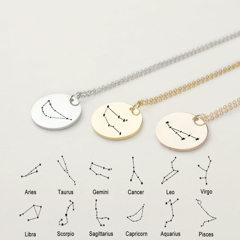 Waterproof Non-Tarnish 316 Stainless Steel Zodiac Letter Necklace Wholesale  Fashion Women Aries Horoscope Astrology Jewelry