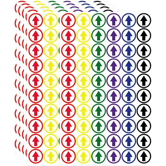 Round Arrow Stickers for Scrapbooks 0.5inch Self Adhesive Arrow Shape Stickers for Inventory Organizing, Products Inspection 1800Pcs
