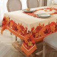 thumbnail image 1 of Round Autumn Tablecloth, Pumpkin Tablecloth with Sunflower Pattern, Anti-Overflow and Anti-Wrinkle Durable Polyester Tablecloth, Suitable for Thanksgiving, Harvest, Holiday, 1 of 10