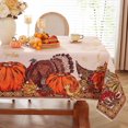 thumbnail image 1 of Round Autumn Tablecloth, Pumpkin Tablecloth with Sunflower Pattern, Anti-Overflow and Anti-Wrinkle Durable Polyester Tablecloth, Suitable for Thanksgiving, Harvest, Holiday, 1 of 10