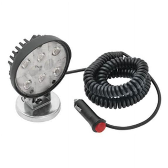 Round Auxiliary Led Work Light With 19 Ft. Coiled Cord & Magnetic Base, 6.25 x 4.50 x 4.50 in.