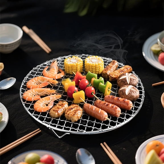 Round BBQ Grill Rack Cooling Rack 304 Stainless Steel Heavy Duty Wire Racks with Feet for Baking Cooking Grilling Fits Air Fryer Pressure Cooker Stockpot Round Cake Pan (13.4 Inch)