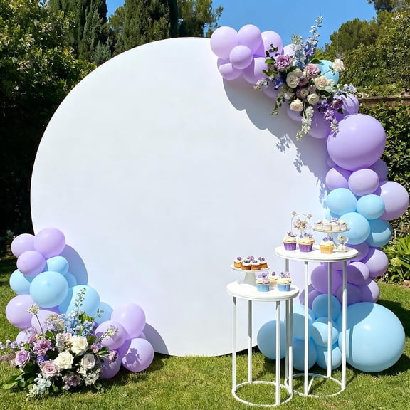 Round Backdrop Cover 7.2ft, Spandex Circle White Arch Cover Backdrop for Wedding Arch Shower Birthday Party Decorations