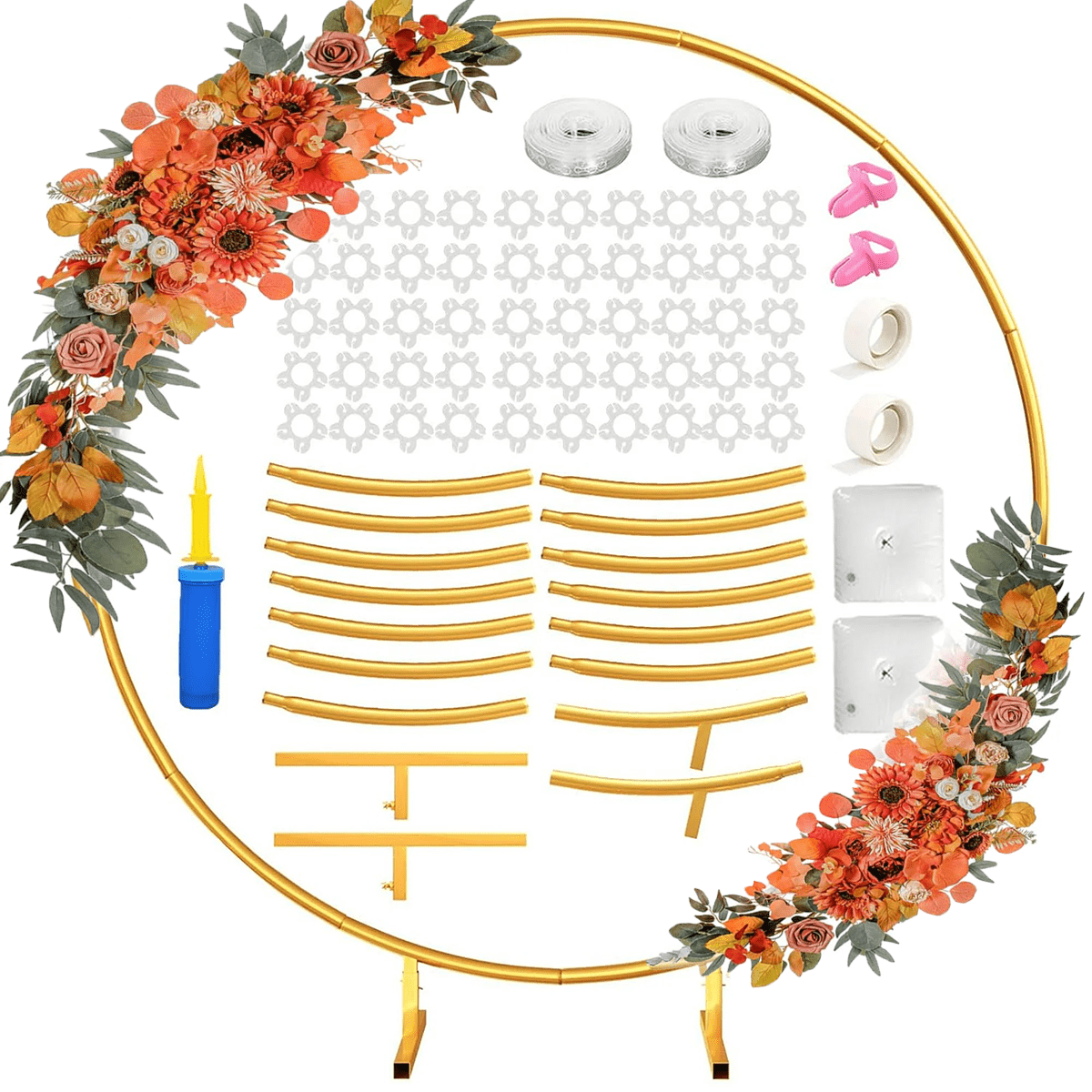 Round Backdrop Stand 6.6ft - Stable Gold Circle Balloon Arch Stand Metal Arch Backdrop Stand for Wedding Birthday Party Baby Shower Decoration
