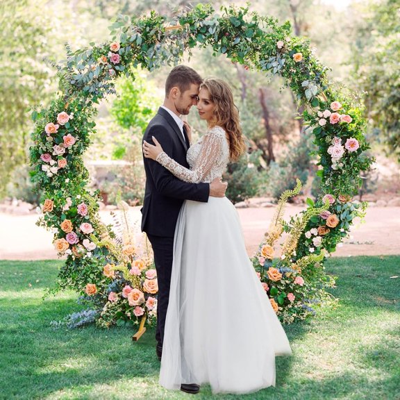 Round Backdrop Stand Circle Arch with Electric Balloon Pump Pink 110-120V for Wedding Party Birthday Decorations