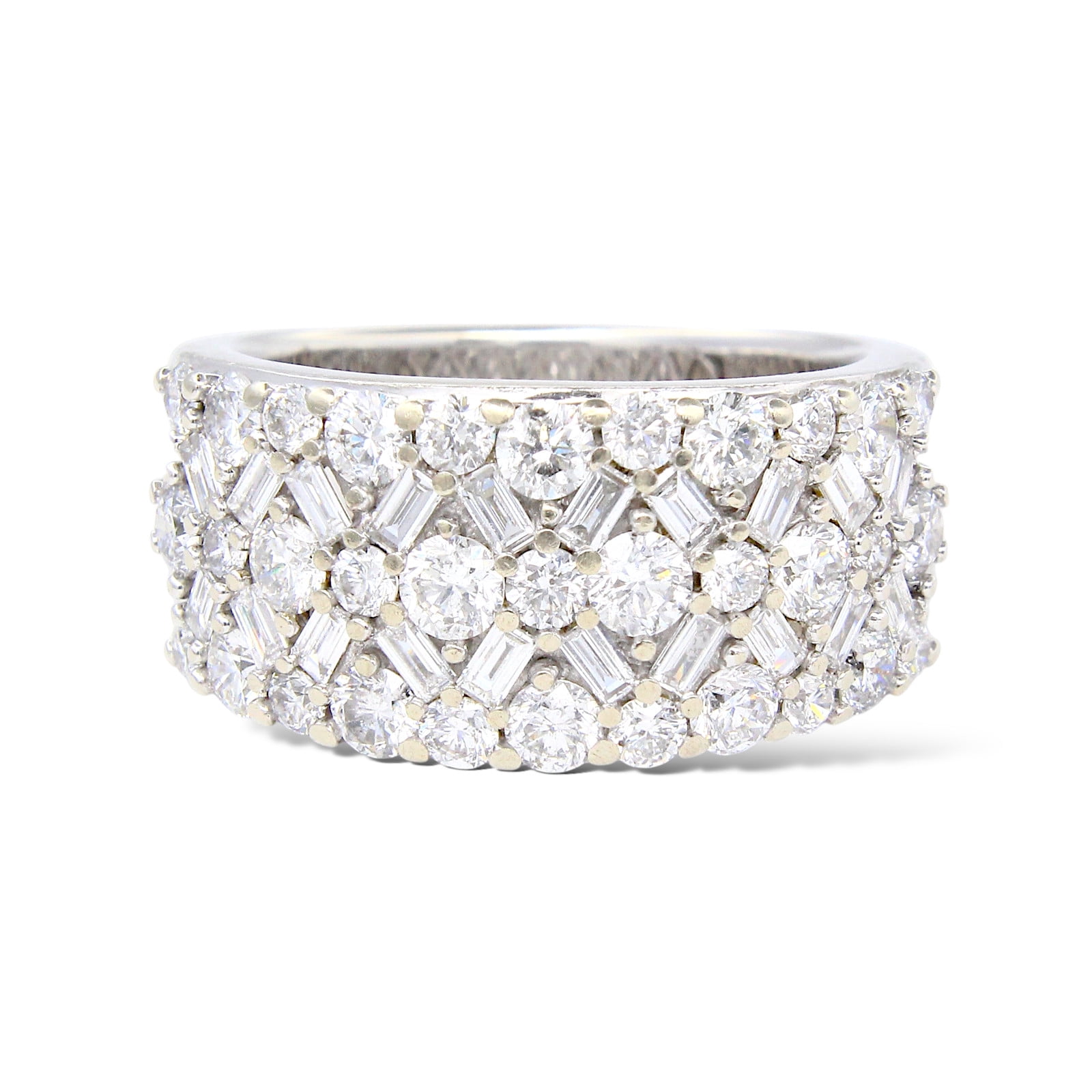 Round And Baguette Cut Diamond Band, Half Eternity Diamond Wedding Band ...