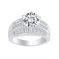thumbnail image 1 of AFFY Round & Baguette Cut White Cubic Zirconia Solitaire Engagement Ring In 14k Solid White Gold (1.13 cttw) Ring Size-8.5, 1 of 1