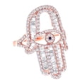 thumbnail image 1 of AFFY Round & Baguette Cut White Diamond (1.64 Cttw) Hamsa Palm Ring In 10K Solid Rose Gold,Ring Size: 12.5, 1 of 1