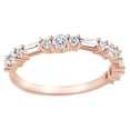 thumbnail image 1 of AFFY Round & Baguette Cut White Natural Diamond Anniversary Band Ring In 14K Solid Rose Gold (0.37 Ct), 1 of 1