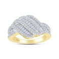 thumbnail image 1 of AFFY Round & Baguette Cut White Natural Diamond Multi-Row Wave Engagement Wedding Ring In 14K Yellow Gold Over Sterling Silver (0.98 Cttw, I-J Color, I2-I3 Clarity), Ring Size-5, 1 of 4