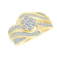 thumbnail image 1 of AFFY Round & Baguette Shape White Cubic Zirconia Swirl Engagement Ring In 10k Solid Yellow Gold (1.88 cttw) Ring Size-10.5, 1 of 1