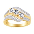 thumbnail image 1 of AFFY Round & Baguette Shape White Natural Diamond Bypass Engagement Ring In 10k Solid Yellow Gold (1.5 cttw)-10, 1 of 1