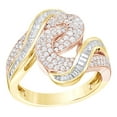 thumbnail image 1 of AFFY Round & Baguette Shape White Natural Diamond Bypass Swirl Two Tone Ring in 14K Yellow Gold (1 cttw), 1 of 1