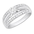 thumbnail image 1 of AFFY Round & Baguette Shape White Natural Diamond Cluster Fashion Ring In 10k White Gold (0.5 cttw) Ring Size-12.5, 1 of 2