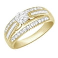 thumbnail image 1 of AFFY Round & Baguette Shape White Natural Diamond Cluster Fashion Ring In 10k Yellow Gold (0.5 cttw) Ring Size-14, 1 of 2