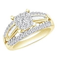 thumbnail image 1 of AFFY Round & Baguette Shape White Natural Diamond Cluster Ring In 10k Yellow Gold (0.5 cttw) Ring Size-10, 1 of 2
