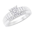 thumbnail image 1 of AFFY Round & Baguette Shape White Natural Diamond Engagement Ring In 10k White Gold (0.5 cttw) Ring Size-12, 1 of 2